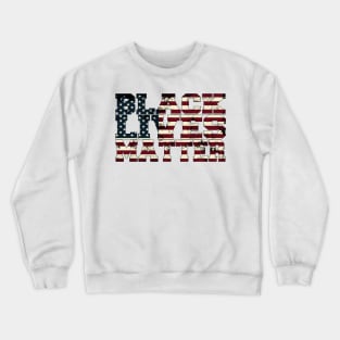 Black Lives Matter Take a Knee BLM USA Grunge Flag Text Crewneck Sweatshirt